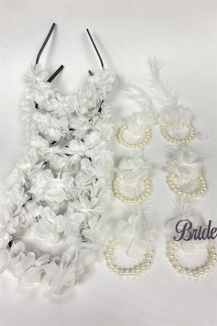 White Laser Flower Bridesmaid Tiara and Gift Child Tiara 6 pcs