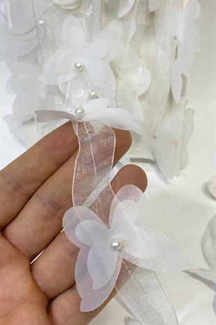  فراشة شيفون بيضاء مقطوعة بالليزر