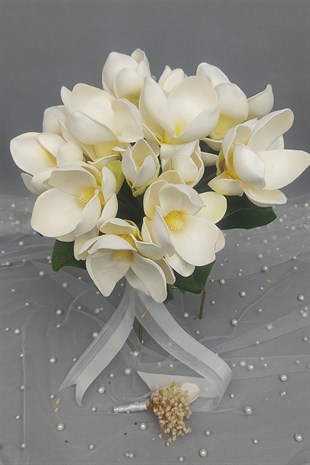 White Magnolia Wedding Bride Flower And Groom Boutonniere