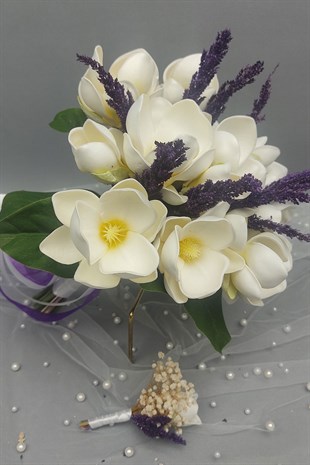 Beyaz Manolya Ve Mor Darcanlı Gelin El Çiçeği