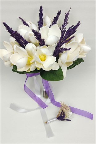 Beyaz Manolya Ve Mor Darcanlı Gelin El Çiçeği