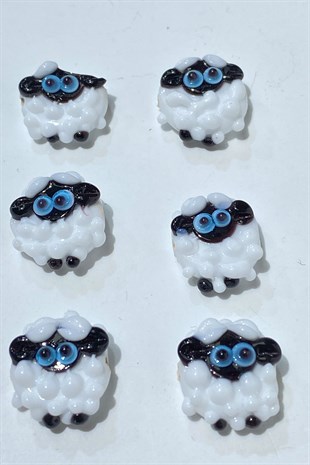 White Murano Handmade Glass Beads Sheep 1 Piece