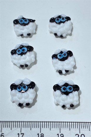White Murano Handmade Glass Beads Sheep 1 Piece