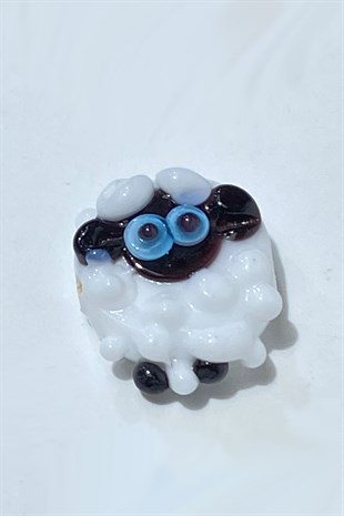 White Murano Handmade Glass Beads Sheep 1 Piece