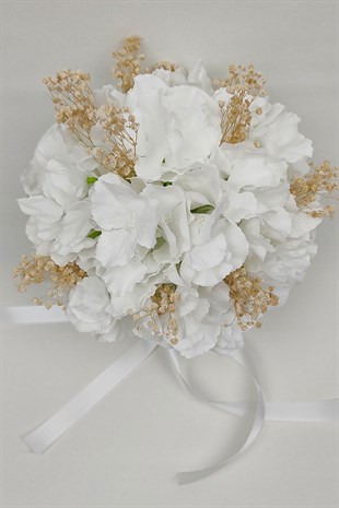 Beyaz Orancalı Ve Cipsolu Yapay Gelin Çiçeği