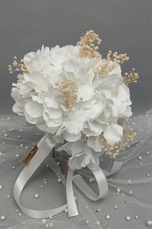 Beyaz Orancalı Ve Cipsolu Yapay Gelin Çiçeği