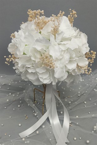 Beyaz Orancalı Ve Cipsolu Yapay Gelin Çiçeği