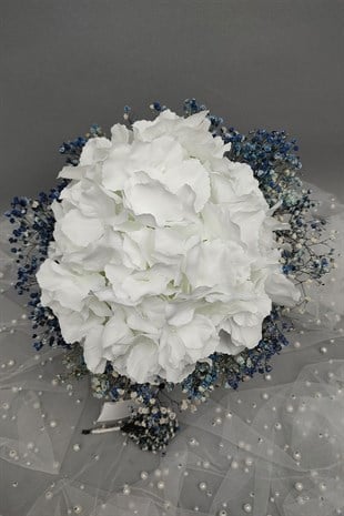 Beyaz Ortancalı Gelin Çiçeği Ve Damat Yaka Çiçeği