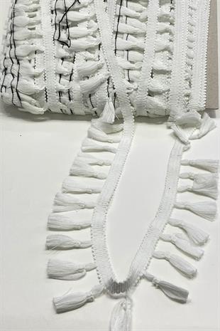 White Cotton Fringe Tassel Ribbon