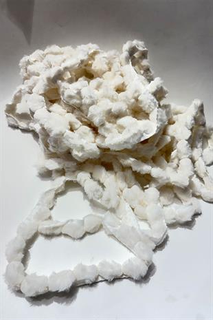 Beyaz Peluş Şerit Ponpon,Tavşan Kuyruğu Ponpon,Peluş Ponpon 1 mt