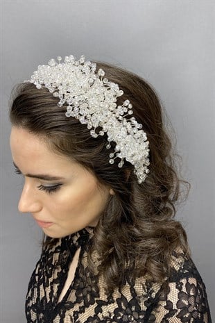 White Pollux Crystal Stone Henna and Bridal Crown