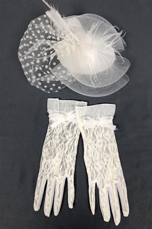 الجملة الأبيض الفوال نقطة البولكا وقفازات الدانتيل