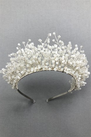 White Rigel Crystal Stone Henna and Bridal Crown