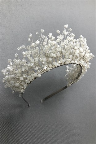 White Rigel Crystal Stone Henna and Bridal Crown