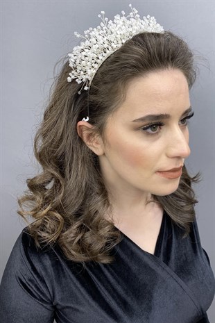 White Rigel Crystal Stone Henna and Bridal Crown
