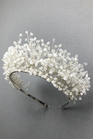 White Rigel Crystal Stone Henna and Bridal Crown