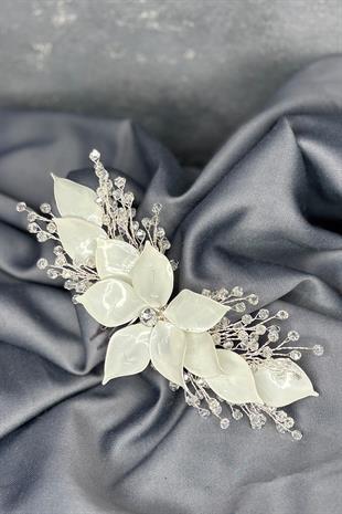 Beyaz Sedefli Özün Taraklı Gelin Saç Aksesuarı