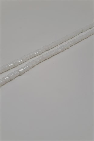 Beyaz Silindir Parlak Boncuk