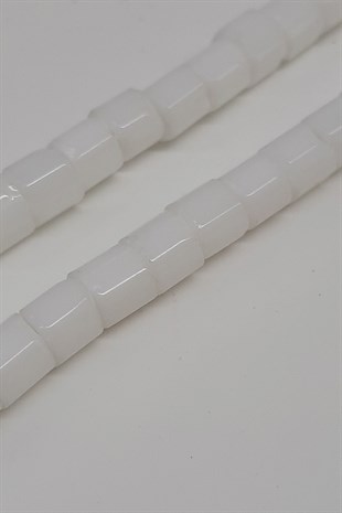 Beyaz Silindir Parlak Boncuk