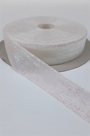 White Glittery Velvet Ribbon 4 Cm