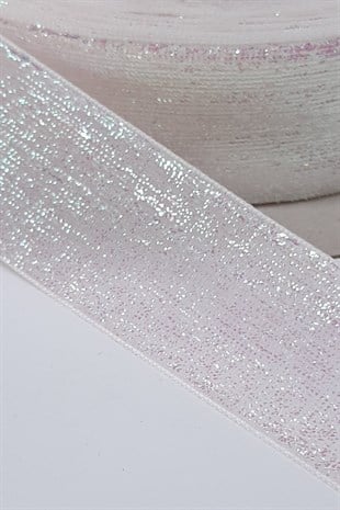 White Glittery Velvet Ribbon 4 Cm