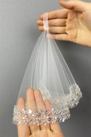 White Water Vip Model Beaded Bridal Halay Handkerchief 1 pcs