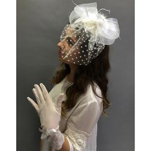 الجملة قفازات تول بيضاء - قبعة الزفاف رقصة البولكا نقطة Voilet