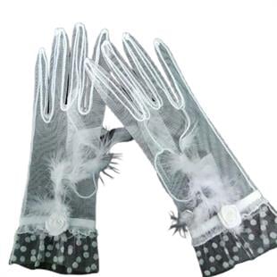 الجملة الريشة البيضاء قفازات الزفاف الزفاف مفصلة