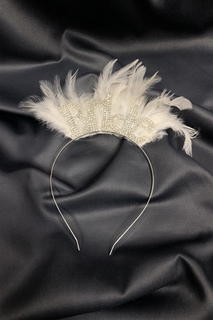 White Feather Bride Bride Slippers and Crown Set