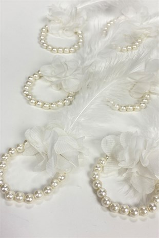 White Feather Pearl Bridesmaid Bracelet 10 pcs