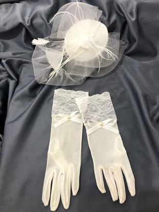 الجملة الأبيض طويل الرباط قفازات Vualet قبعة الزفاف