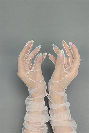 الجملة قفازات الزفاف الأبيض الطويل تول