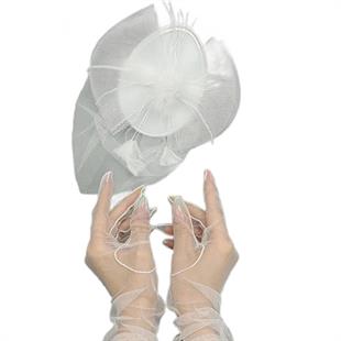 الجملة قفازات الزفاف الأبيض الطويل تول وقبعة