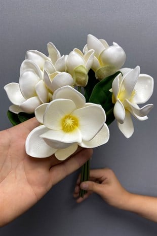 Beyaz Yapay Gerçek Görünümlü Monalya Çiçeği 7 Adet