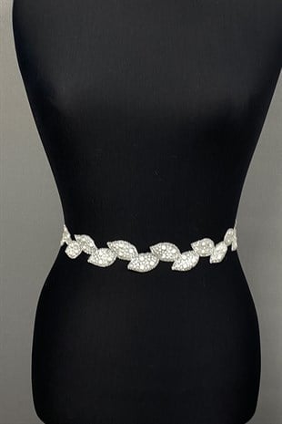 حزام فستان بحجر الورقة البيضاء وإكسسوار الخصر