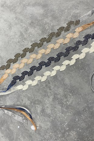 حزام فستان بحجر الورقة البيضاء وإكسسوار الخصر