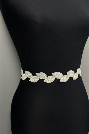 حزام فستان بحجر الورقة البيضاء وإكسسوار الخصر