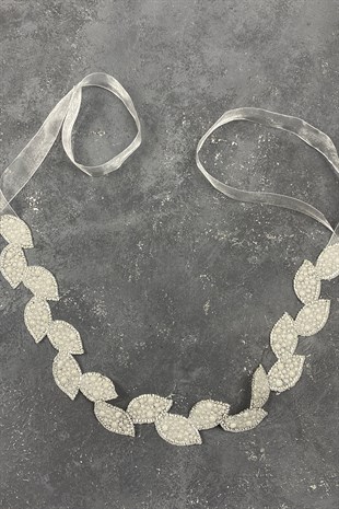 حزام فستان بحجر الورقة البيضاء وإكسسوار الخصر