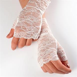 الجملة الأبيض نصف اصبع قفازات الزفاف الدانتيل