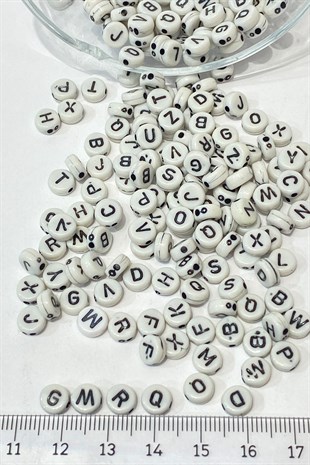 Beyaz Yuvarlak Harf Boncuk 100 Adet