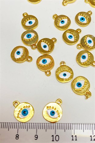 White Round Evil Eye Bead Pendant 1 Pcs