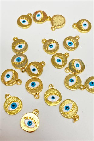 White Round Evil Eye Bead Pendant 1 Pcs