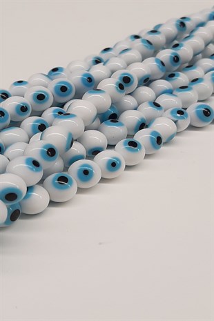 White and Blue Glass Evil Eye Beads