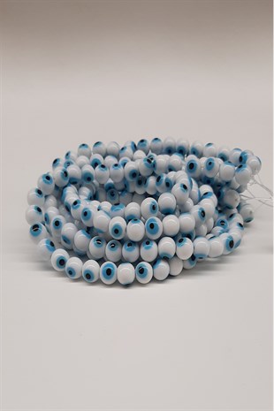 White and Blue Glass Evil Eye Beads