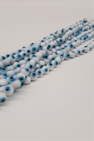 White and Blue Glass Evil Eye Beads
