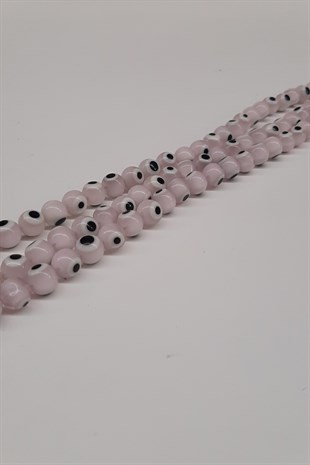 White and Pink Glass Evil Eye Beads