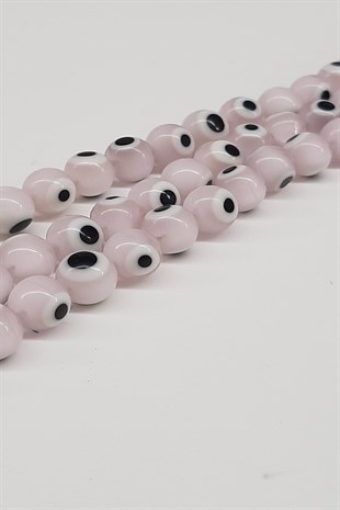 White and Pink Glass Evil Eye Beads
