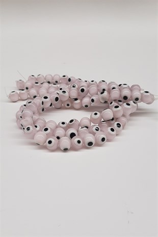 White and Pink Glass Evil Eye Beads