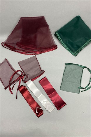 Biyeli Gelin Duvağı Damat Örtüsü ve Takı Seti