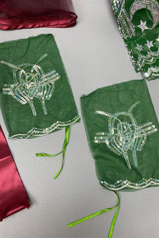 Biyeli Gelin Duvağı Damat Örtüsü ve Takı Kurdele Seti